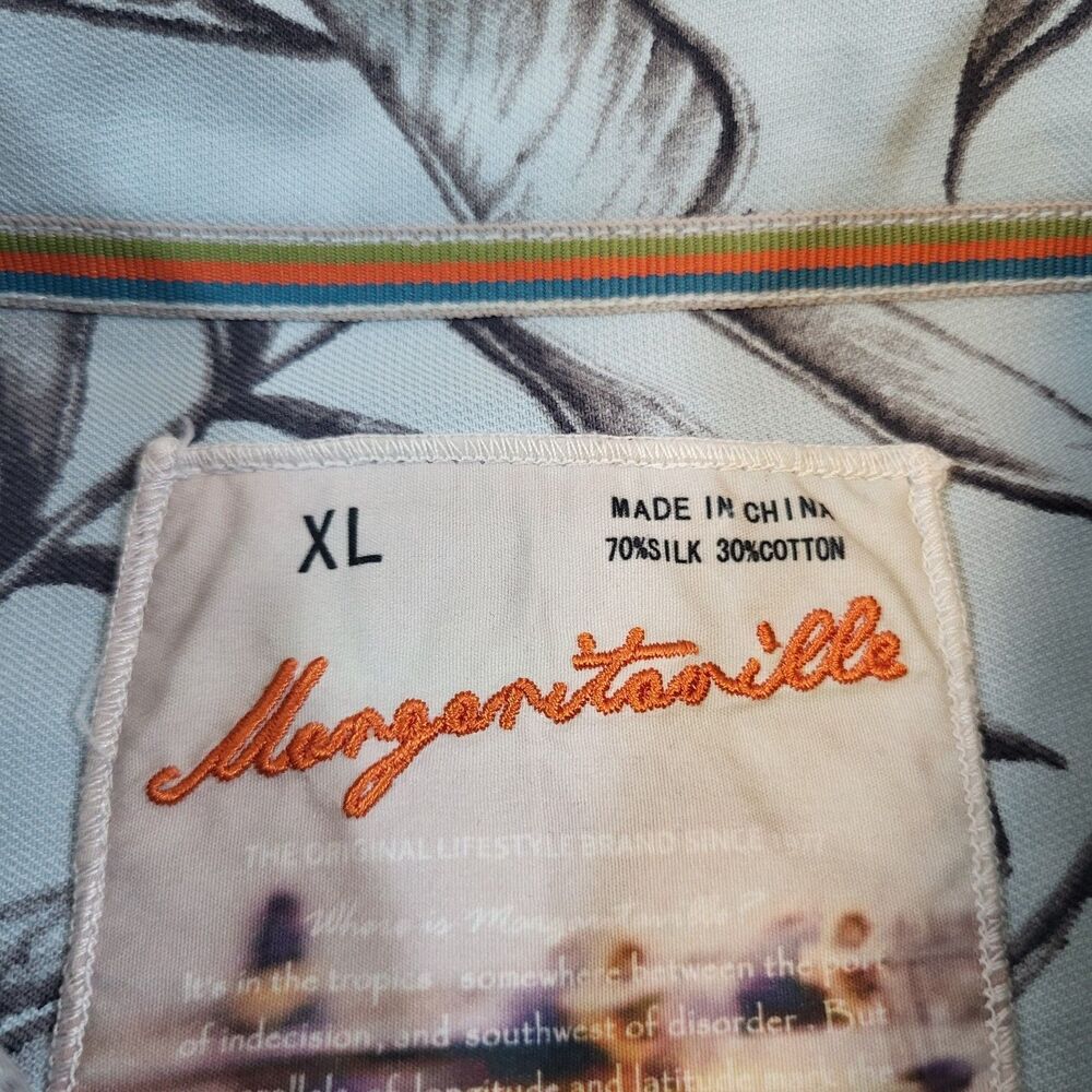 Margaritaville Mens XL Blue Silk Blend Hawaiian Shirt Tropical Coastal Grandpa - Picture 3 of 9